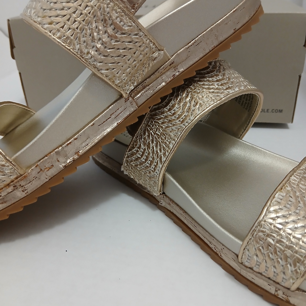 Kenneth Cole Metallic Gold Woven-Strap Platform Sandals Size 8.5 Med New $40 - Picture 4 of 8